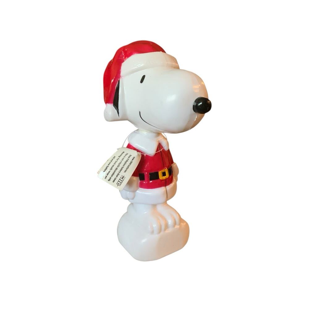 PEANUTS Plastic SNOOPY AS SANTA Lights Up 8 1/2" Tall‎ Great Condition